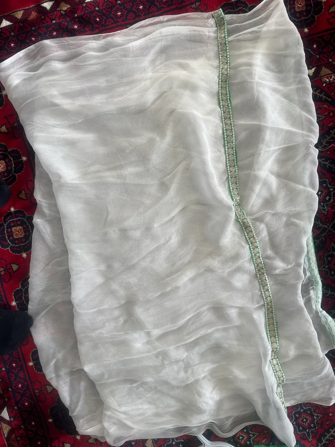 Green Embroidered Dress and White Pants image indicator(3)