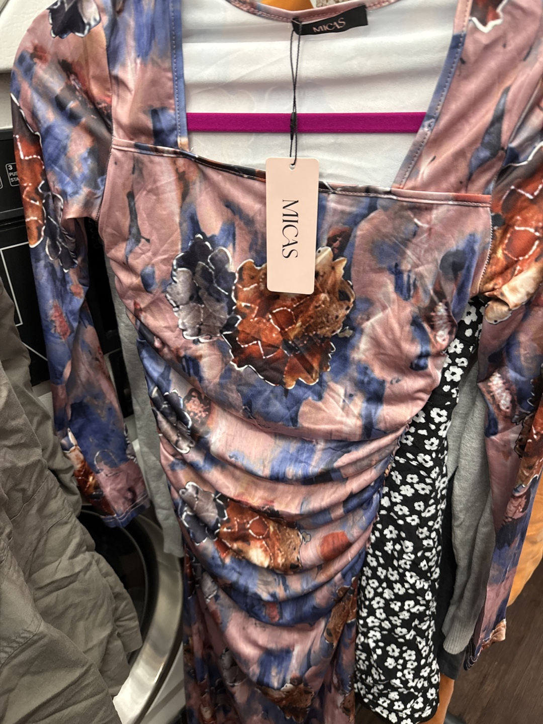 MICAS Floral Print Ruched Dress