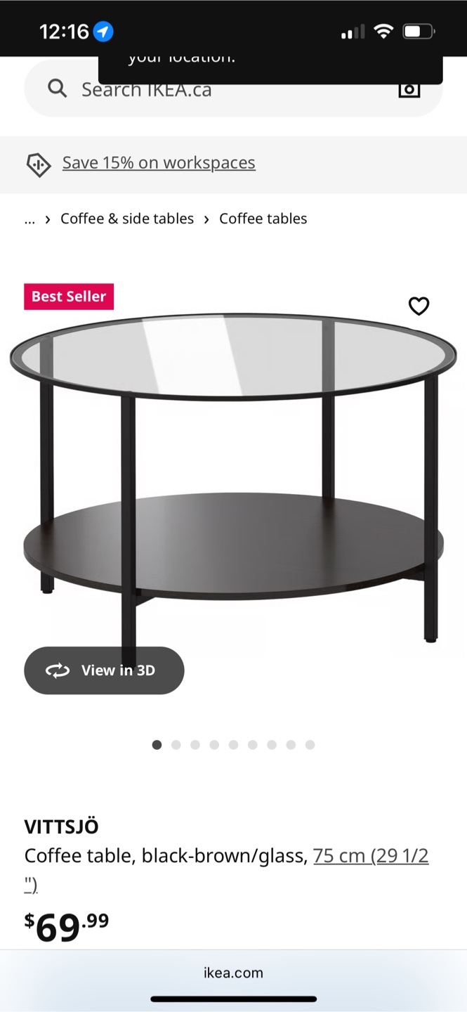 IKEA VITTSJÖ Coffee Table - Black-Brown/Glass - photo 2