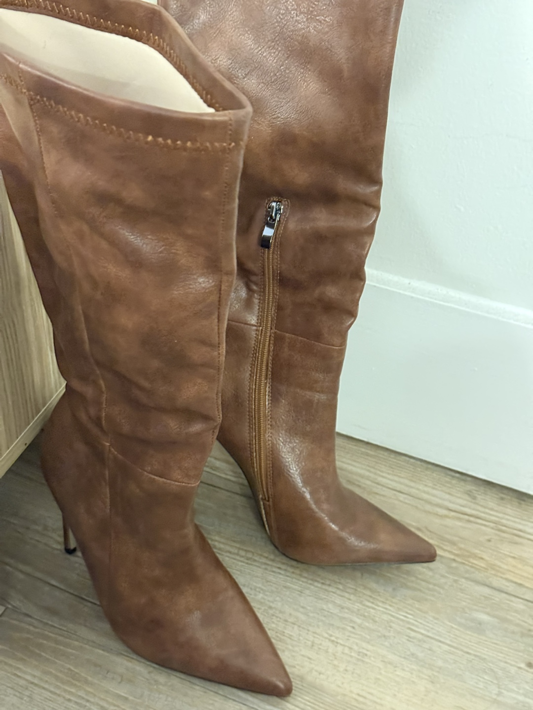 Brown Knee High Heel Boots - photo 2