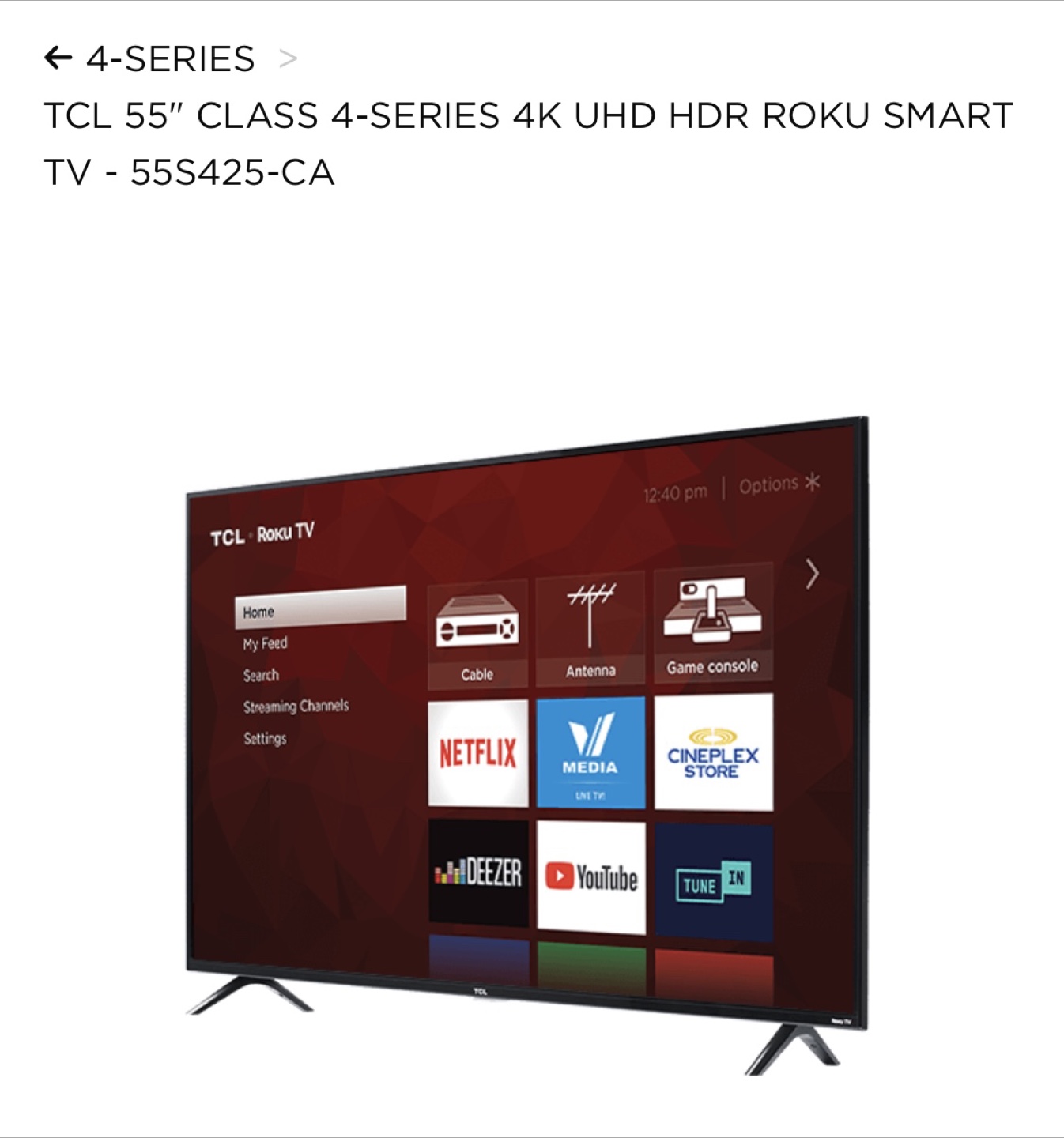 TCL 55" CLASS 4-SERIES 4K UHD HDR ROKU SMART TV - 55S425-CA - photo 2