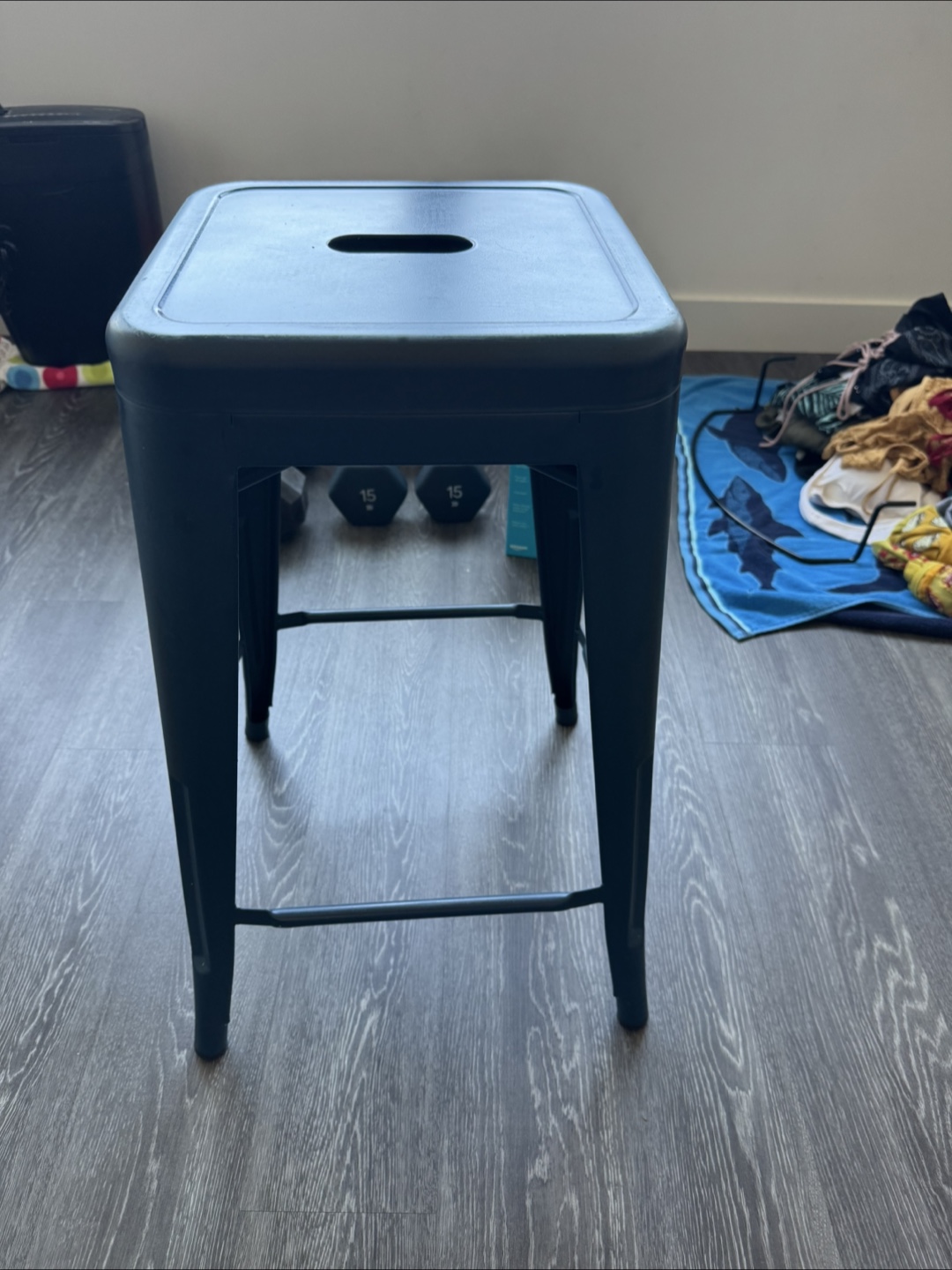 Metal Bar Stool - Navy Blue