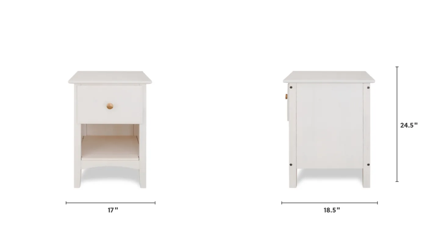 Alameda Nightstand – White, Brass Handle | Like New thumbnail