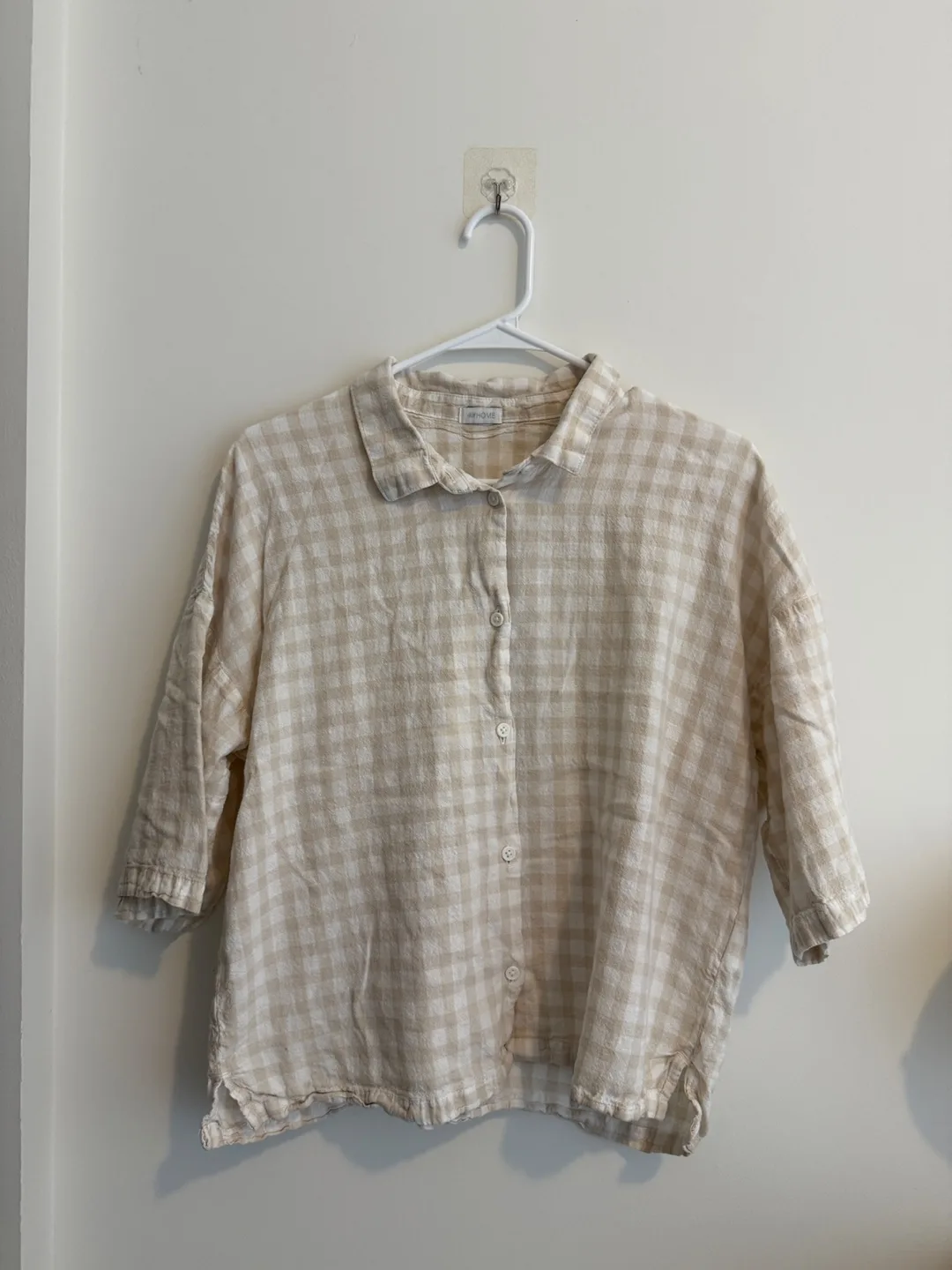 H&M HOME Gingham Linen Pajama/PJ Set thumbnail