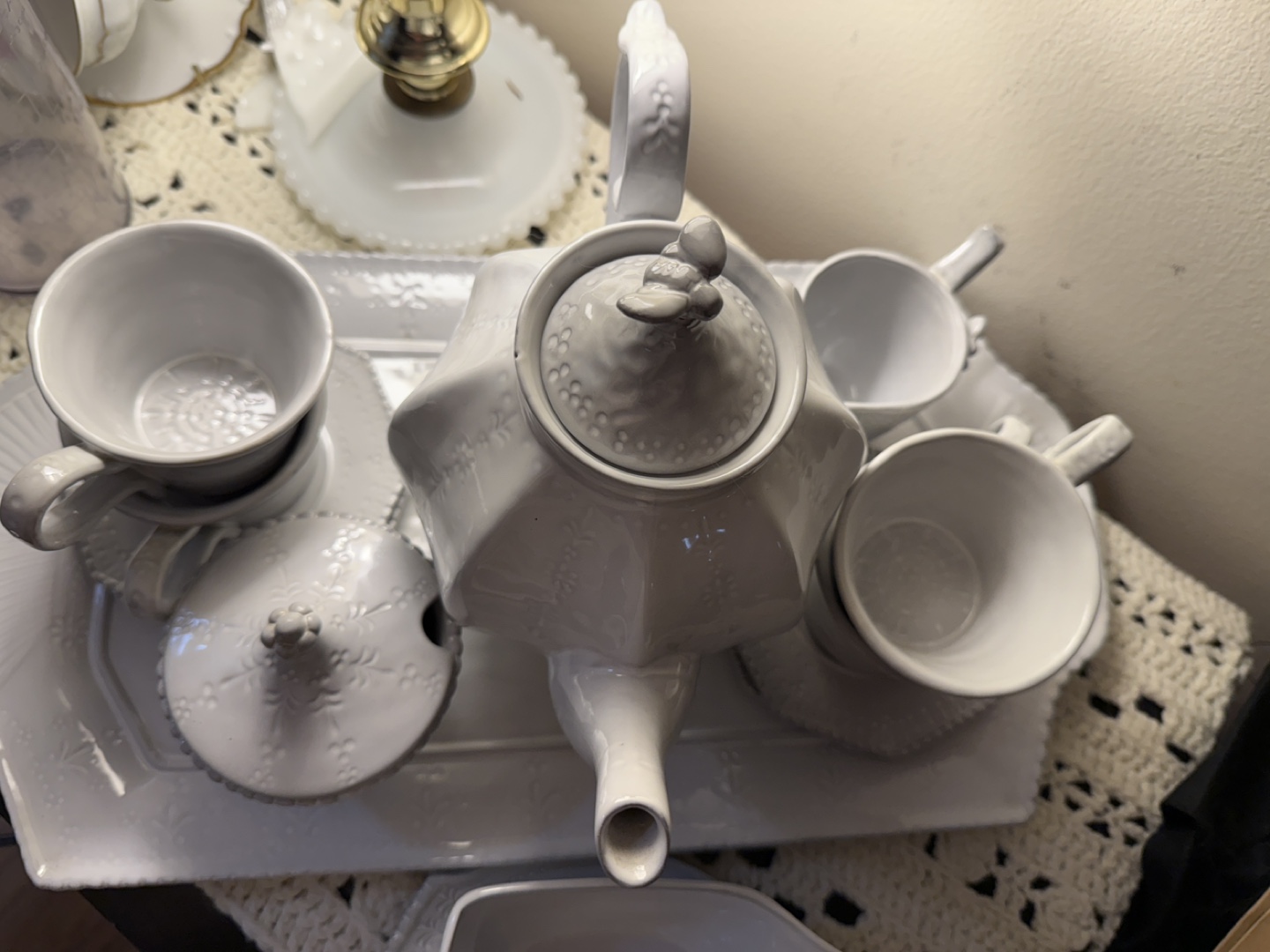 Anthropologie Gray Ceramic Tea Set with matching dishes set - photo 2