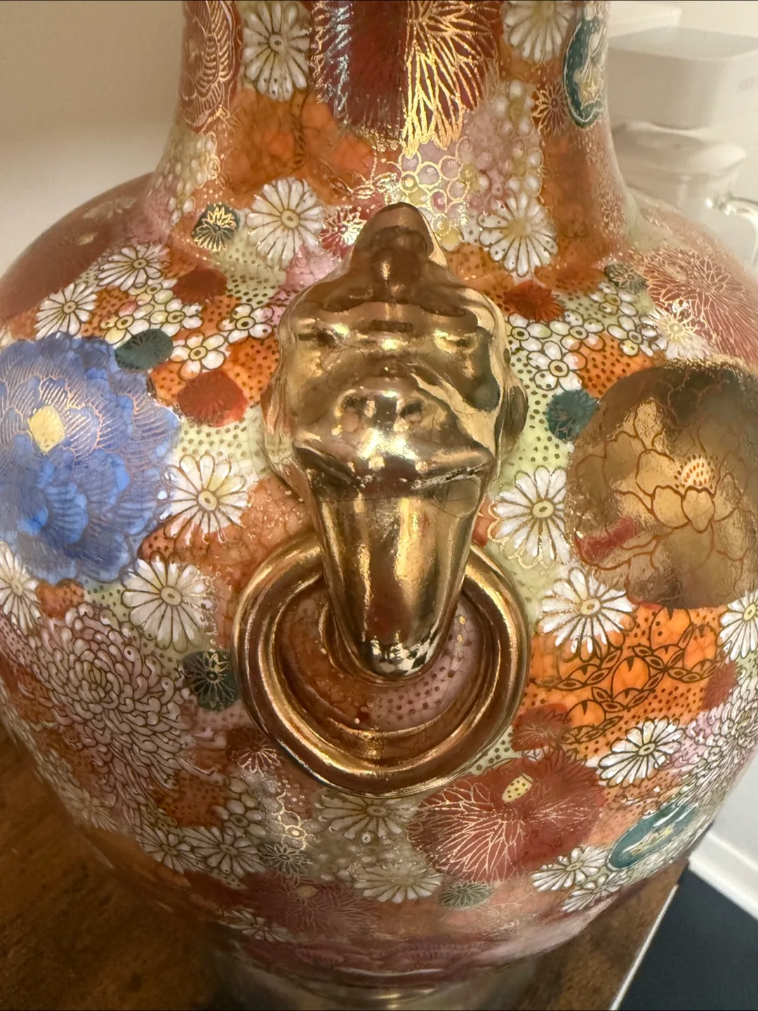 Vintage Hand Painted Asian Floral Table Lamps image indicator(3)