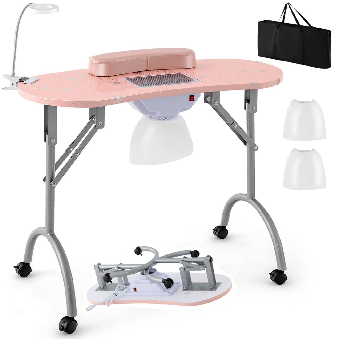 Giantex Manicure Nail Table, Portable Electric Dust Collector