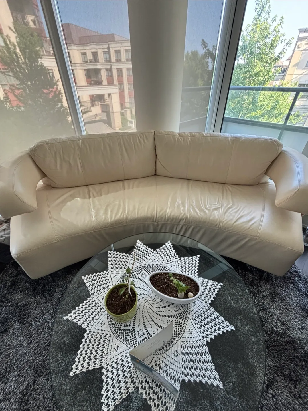 Cream Curved Sofa - Unique Design thumbnail
