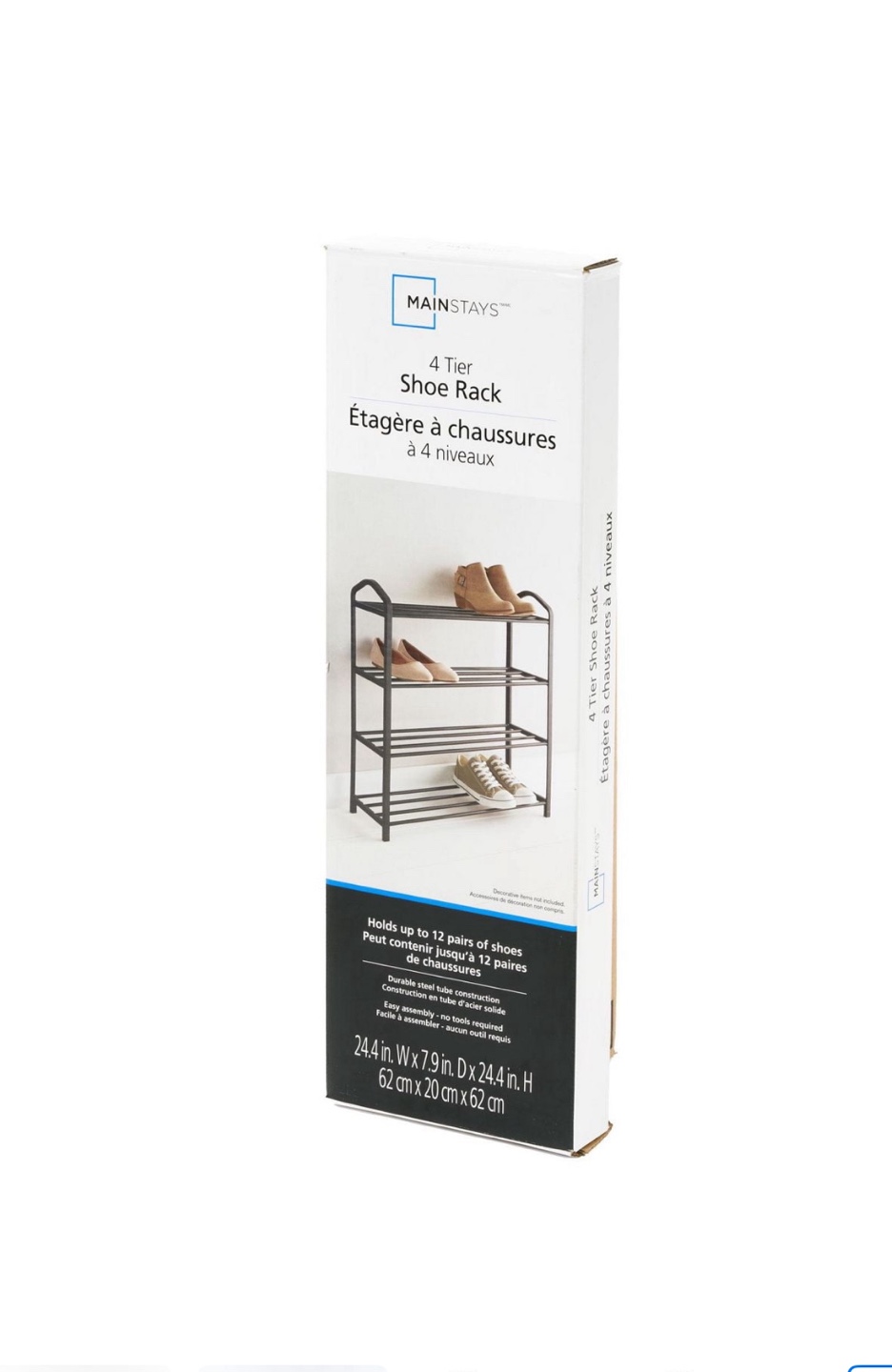 Mainstays 4 Tier Shoe Rack - Holds 12 Pairs - photo 2