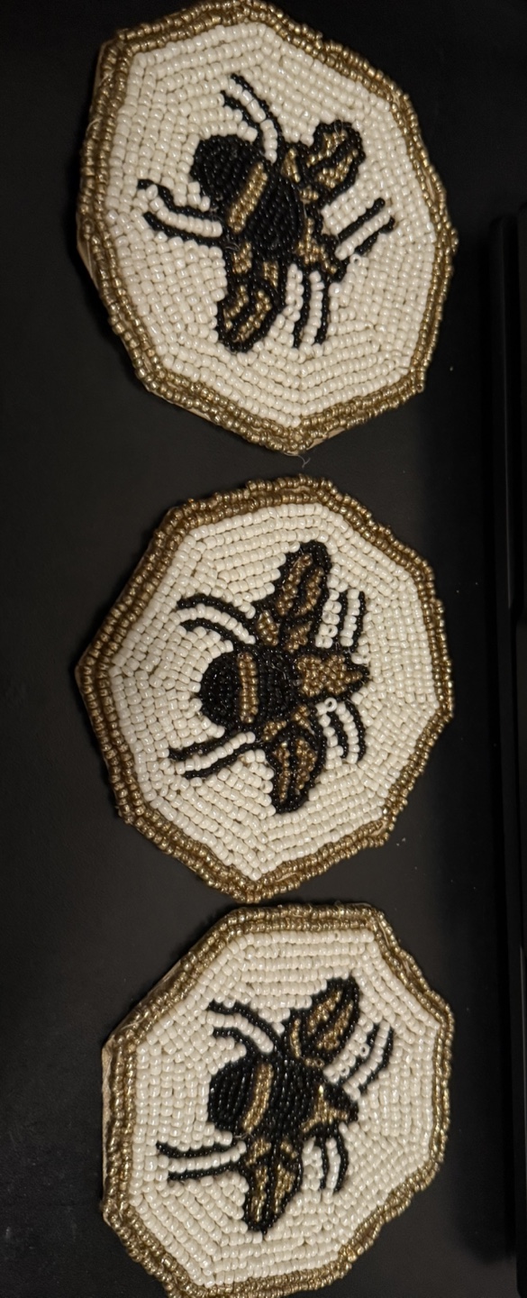 Handmade Beaded Bee Coasters (Set of 3)