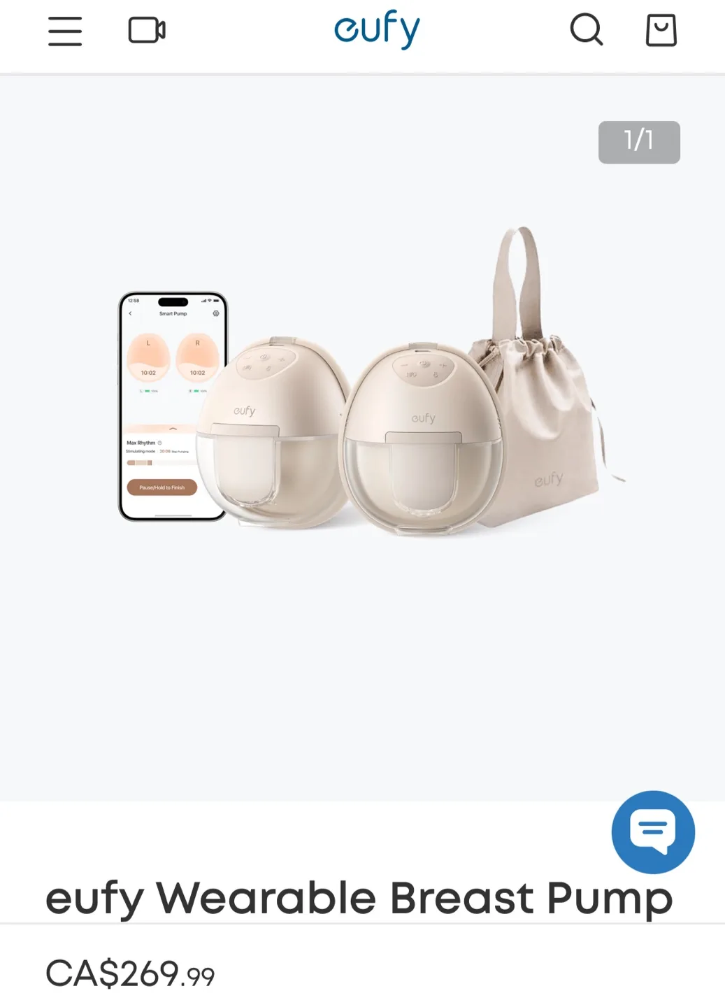 Open box, like new, EUFY wearable breast pump S1 thumbnail