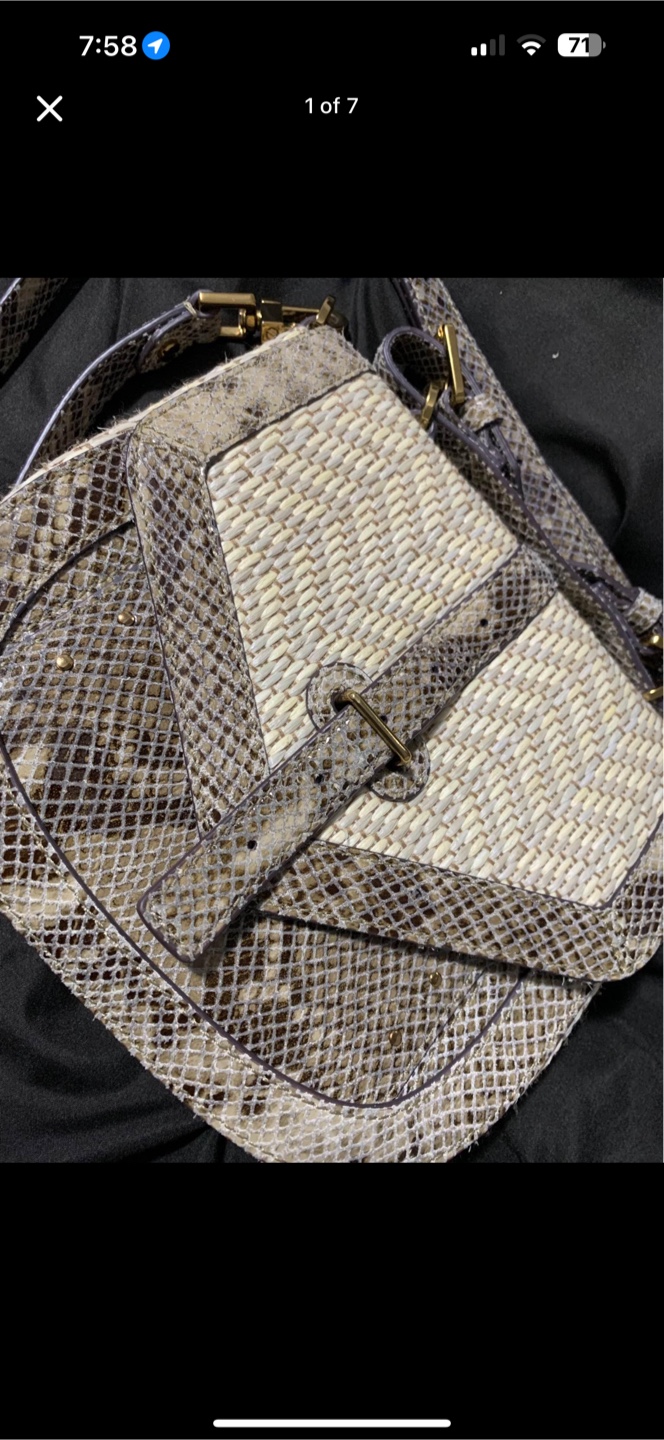 Tory Burch Snakeskin & Woven Shoulder Bag