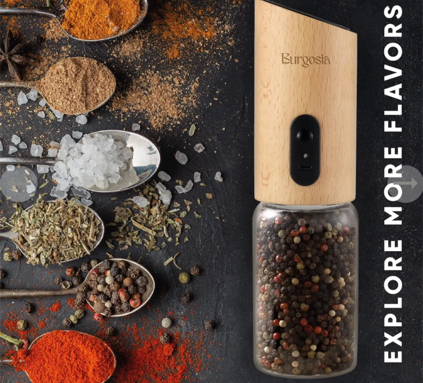 Burgosia Electric Gravity Salt & Pepper Mill Set - New image indicator(7)