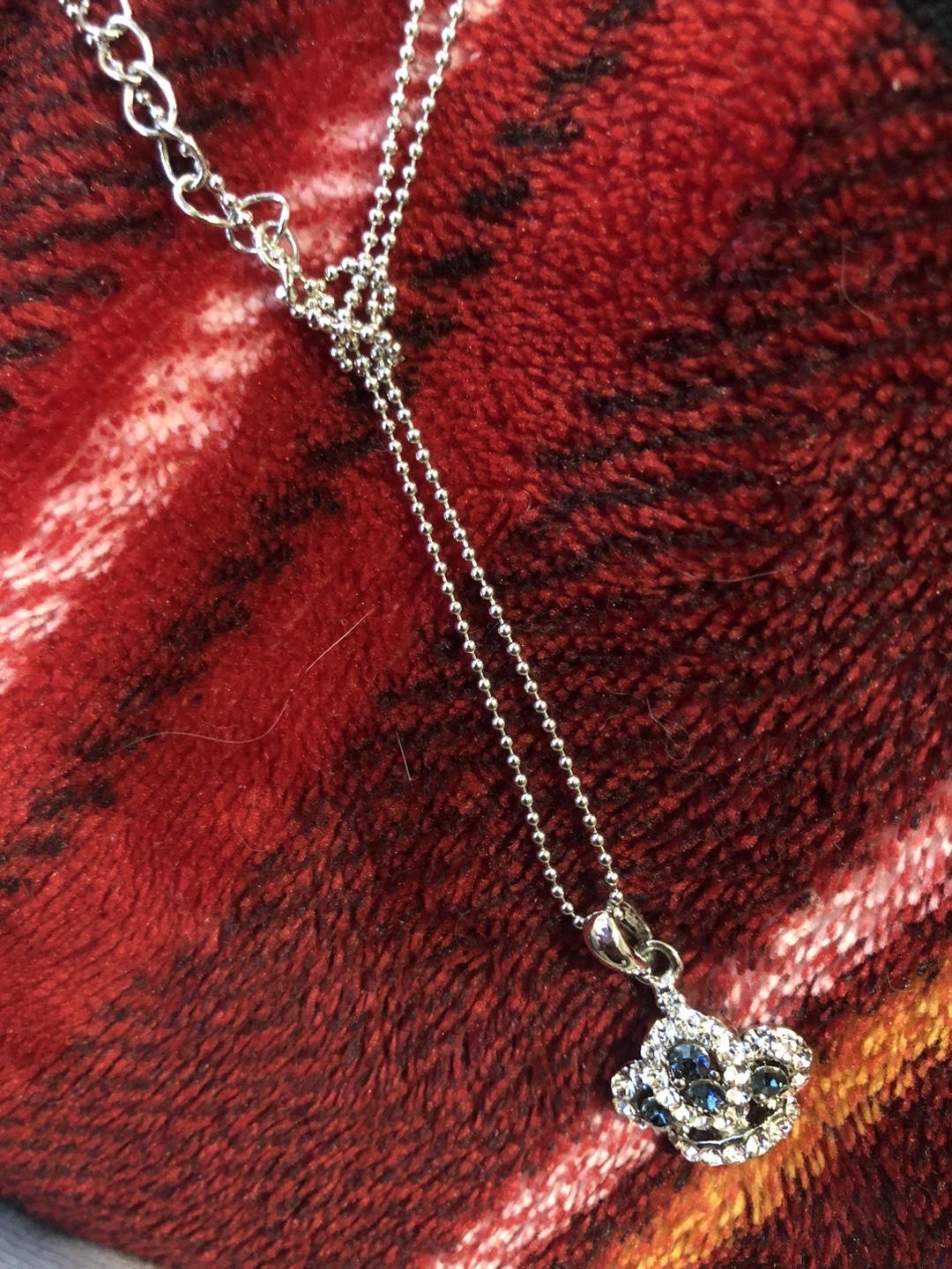 Silver Necklace with Blue Stones