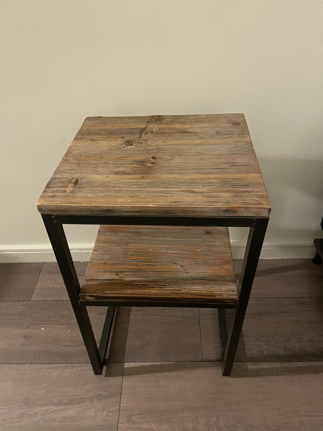 Wooden Side Table with Metal Frame