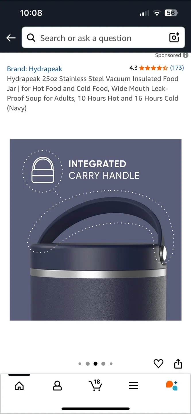 Hydrapeak 25oz Stainless Steel Food Jar - Navy image indicator(4)