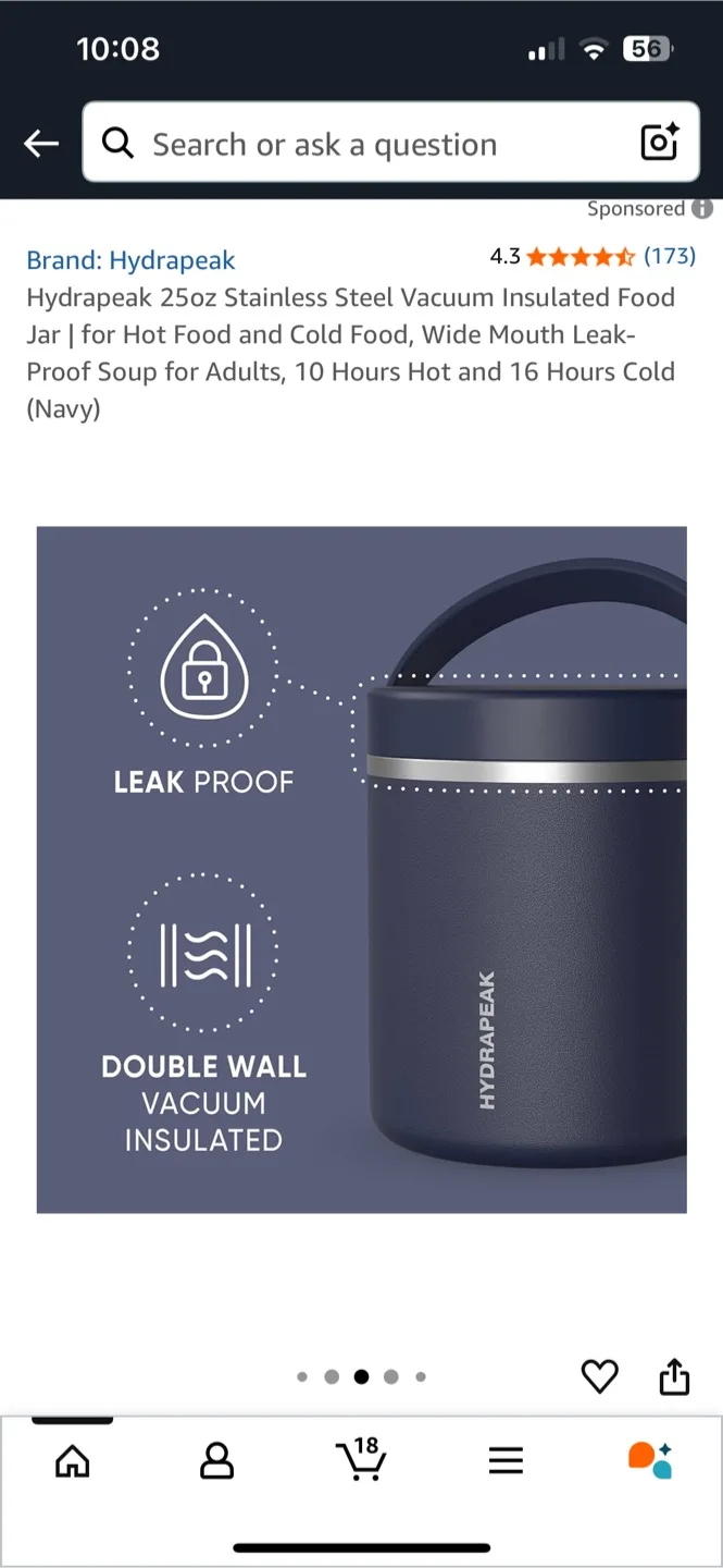 Hydrapeak 25oz Stainless Steel Food Jar - Navy image indicator(2)