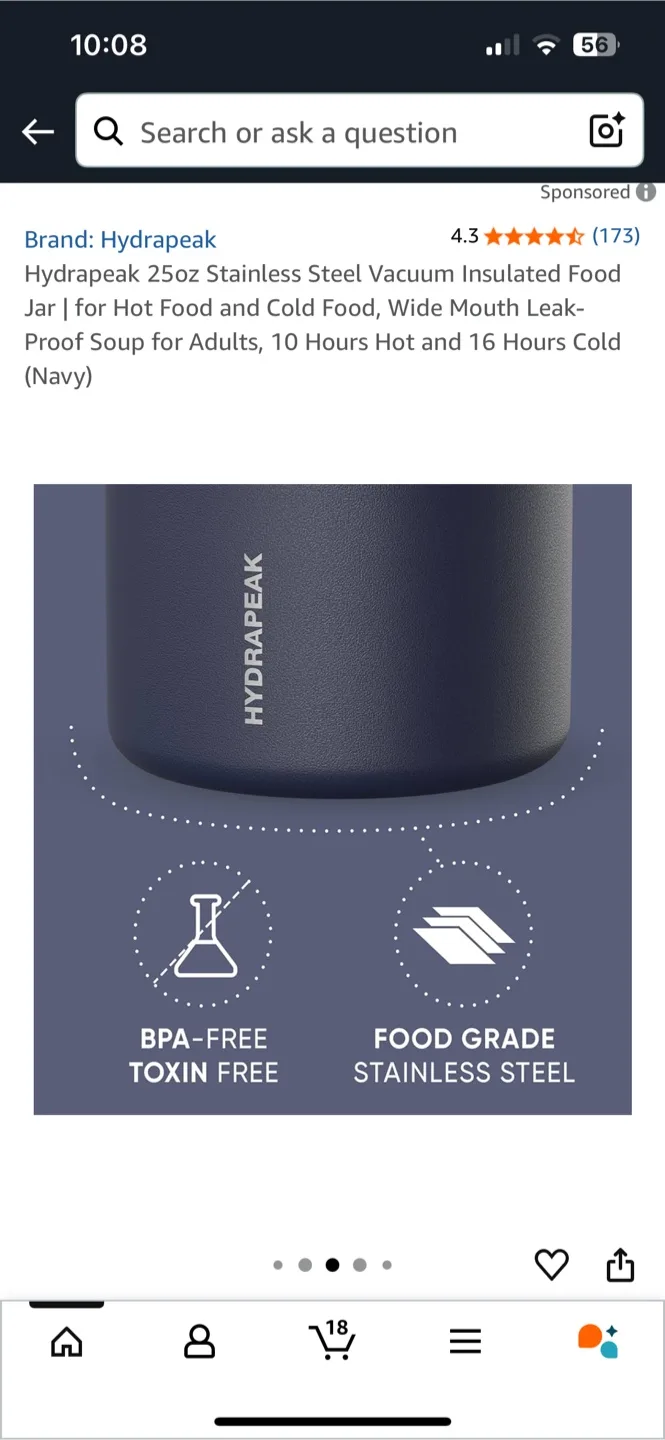 Hydrapeak 25oz Stainless Steel Food Jar - Navy image indicator(3)