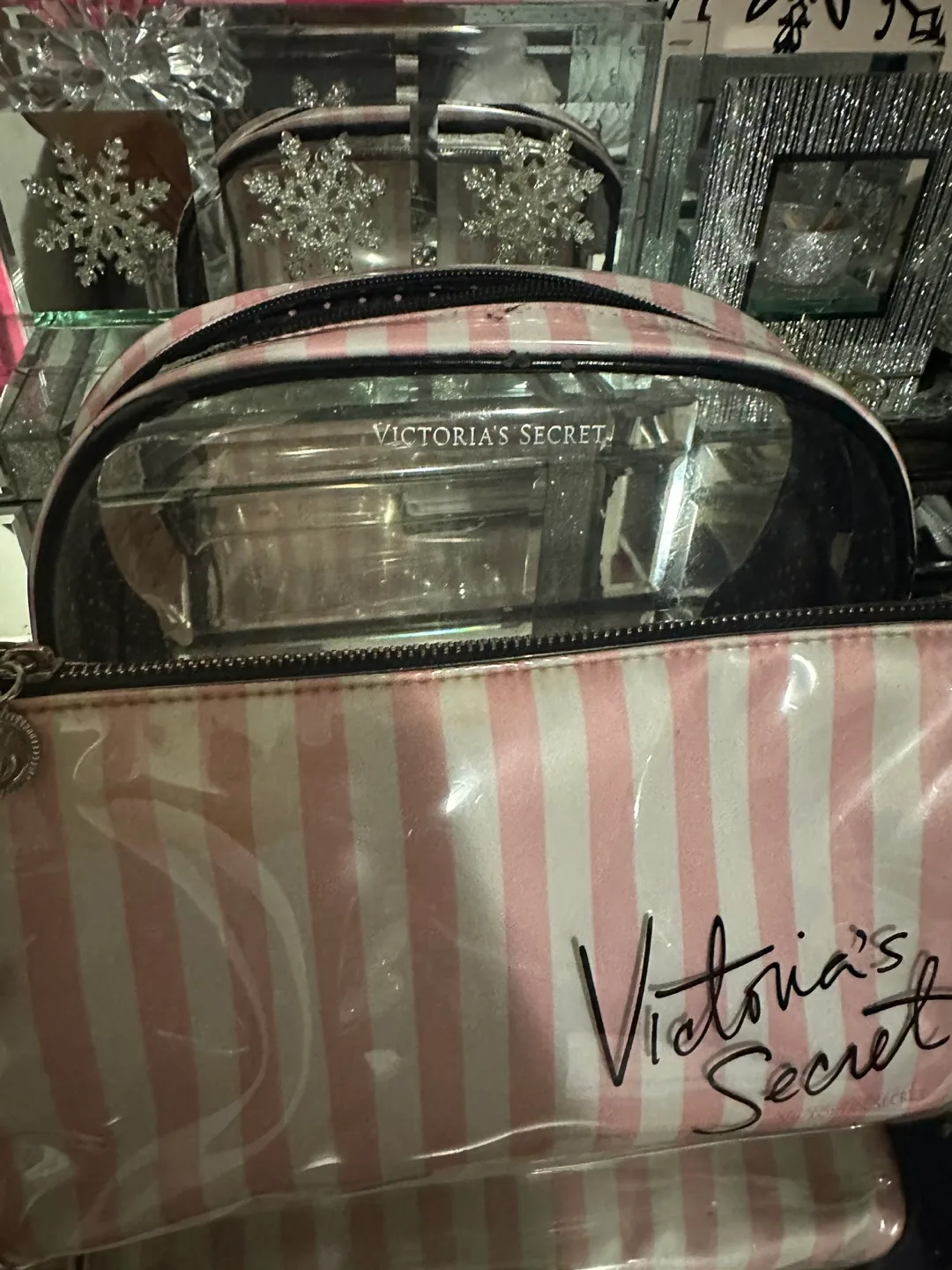 Victoria's Secret Pink Stripe Makeup Bag thumbnail