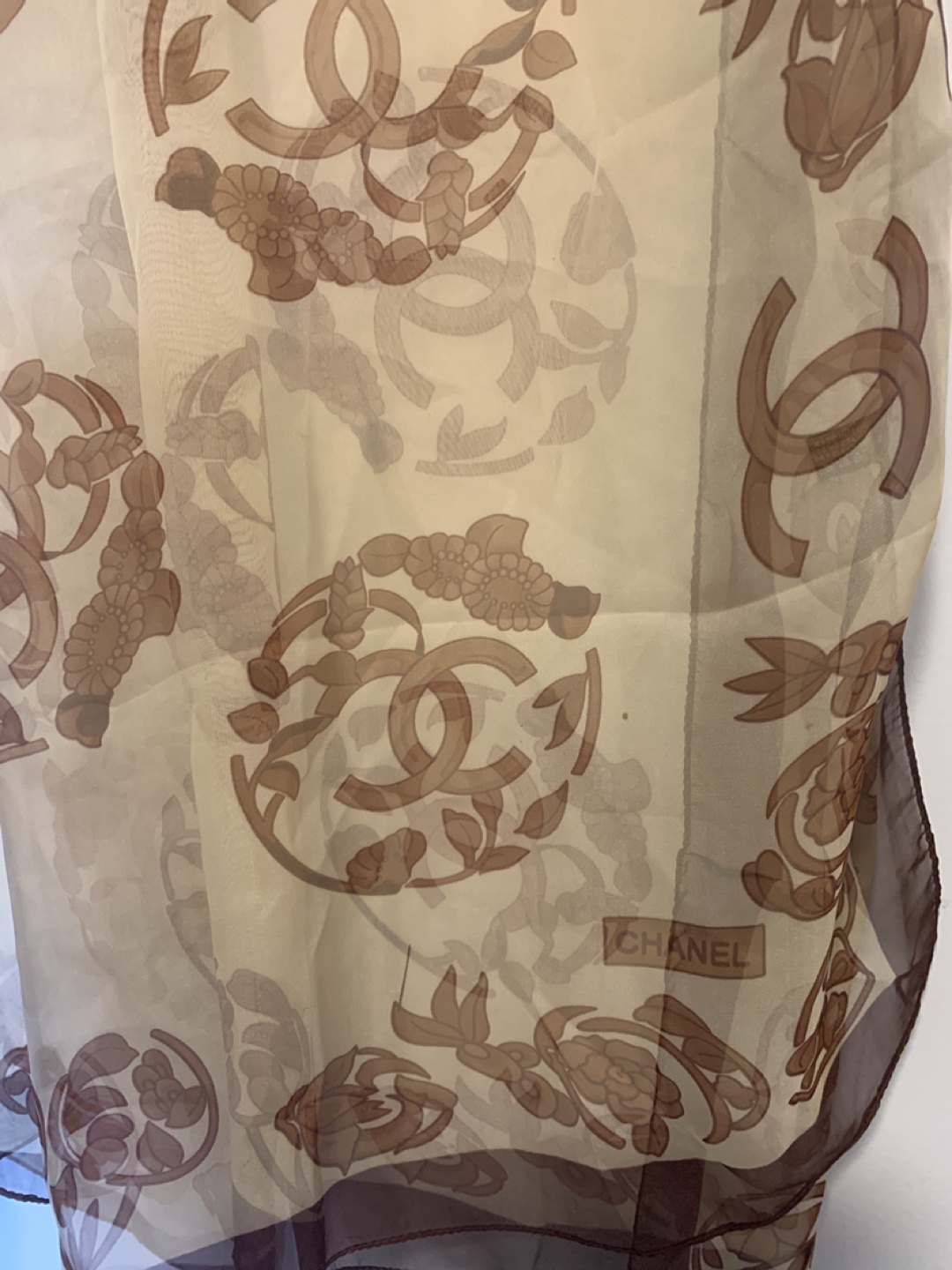 Chanel Chiffon Scarf - Brown & Beige - photo 3