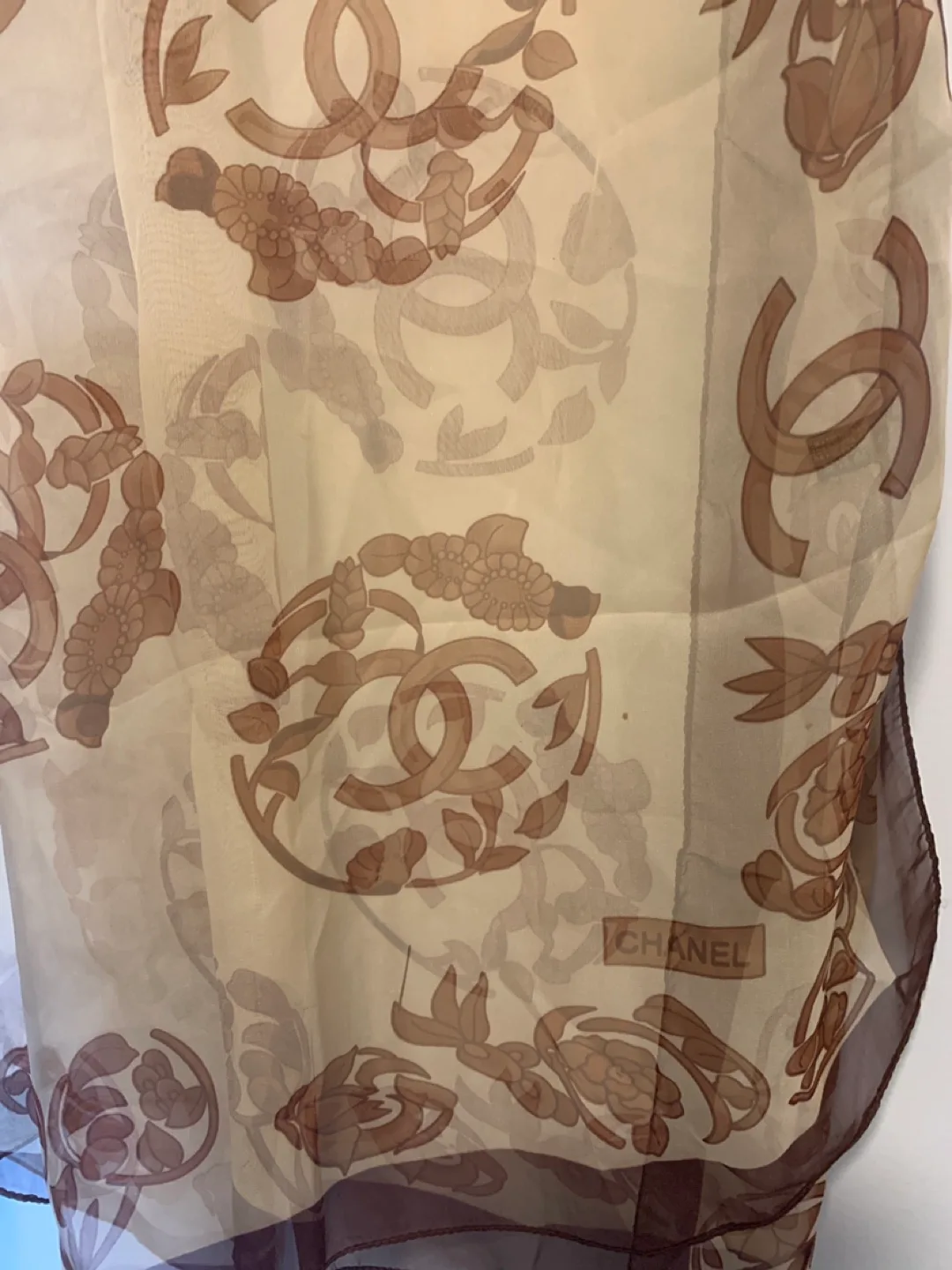 Chanel Chiffon Scarf - Brown & Beige image indicator(3)