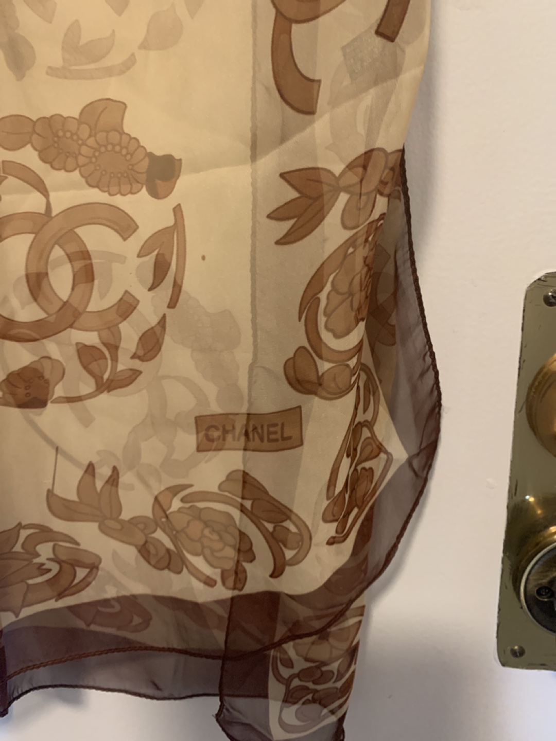 Chanel Chiffon Scarf - Brown & Beige - photo 2