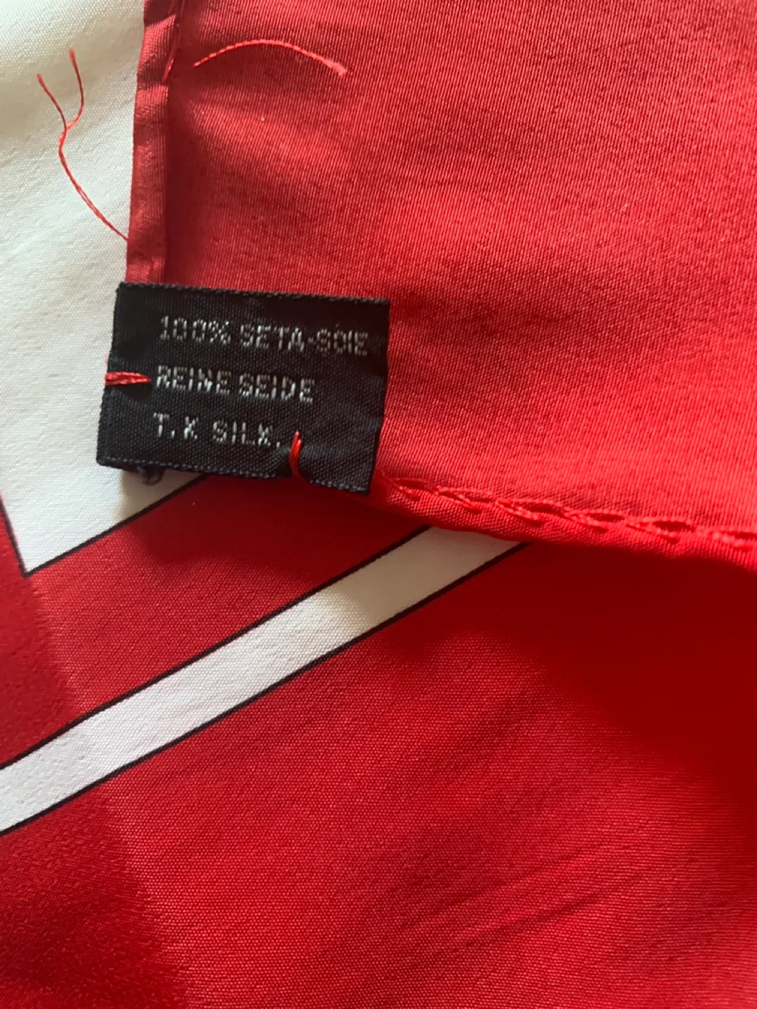 Vintage Chanel Silk Scarf - Red & White image indicator(3)