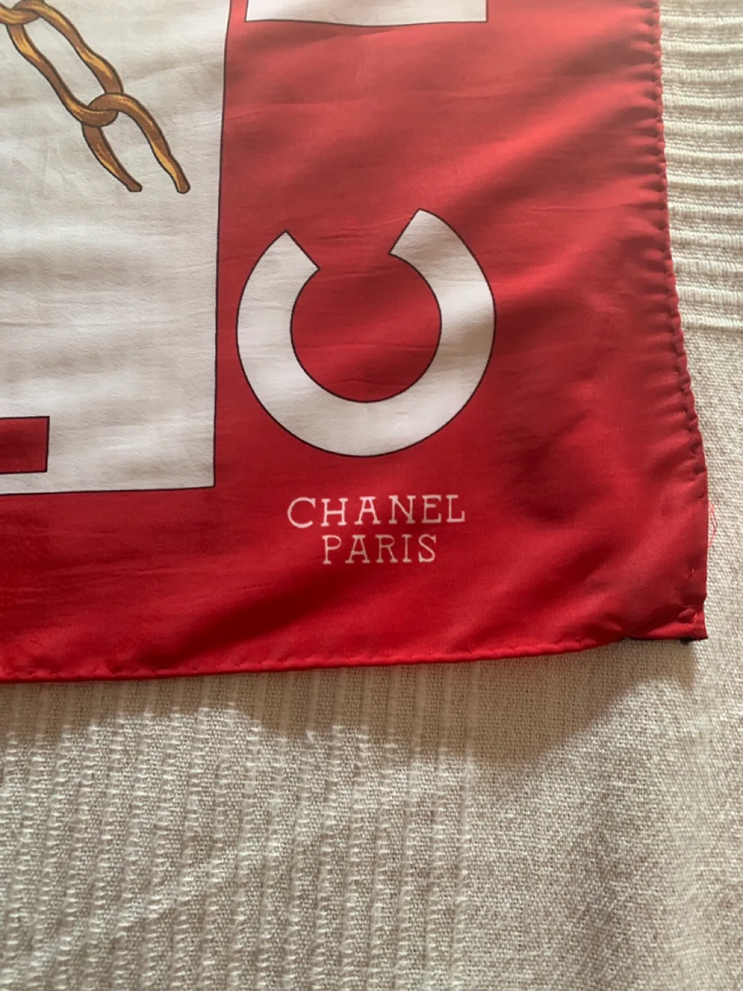 Vintage Chanel Silk Scarf - Red & White image indicator(2)