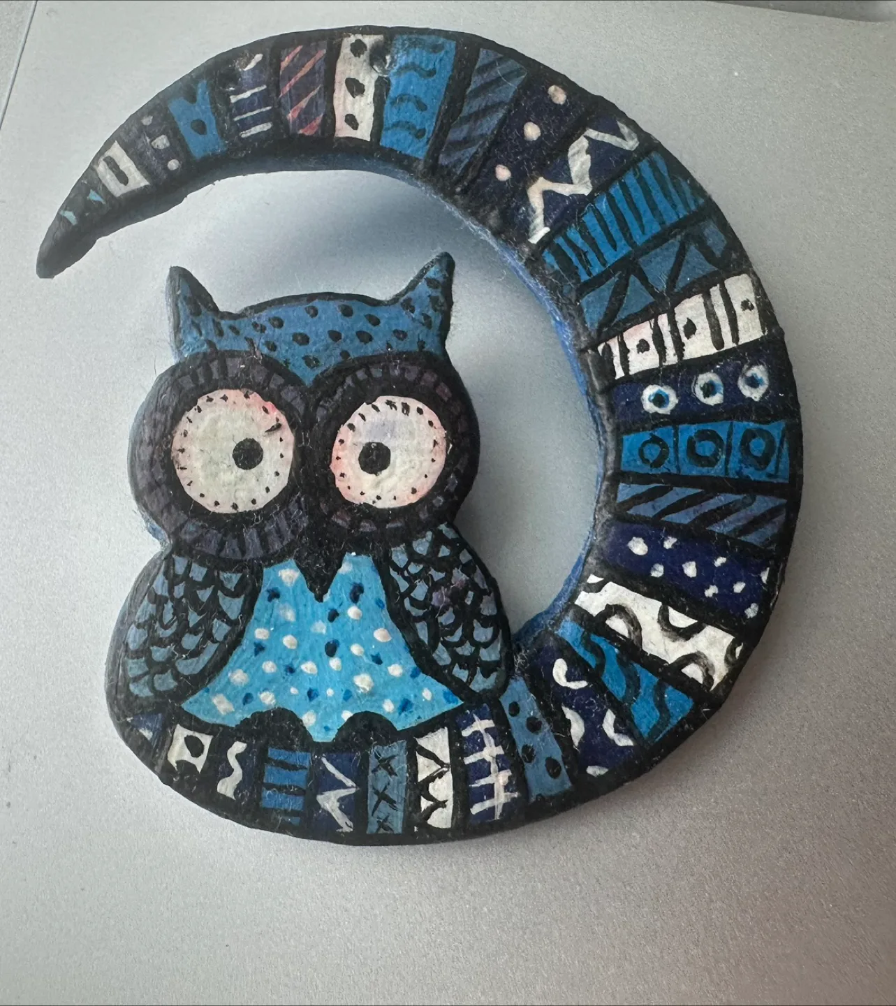 Owl and Moon brooch thumbnail