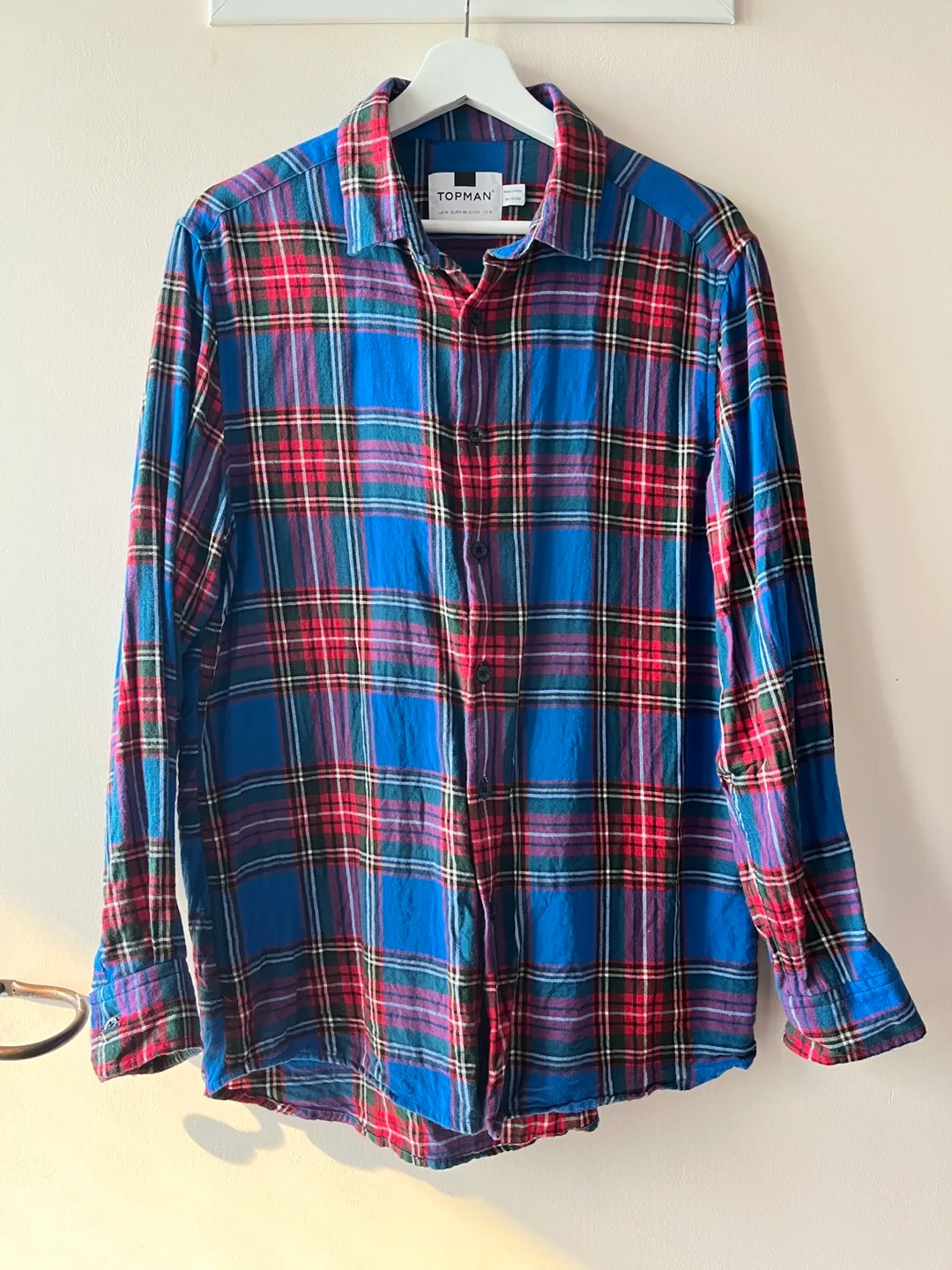 Topman Blue & Red Plaid Flannel Shirt - Size M thumbnail