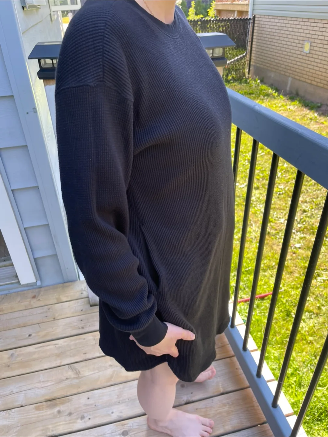 Black Waffle Knit Dress thumbnail
