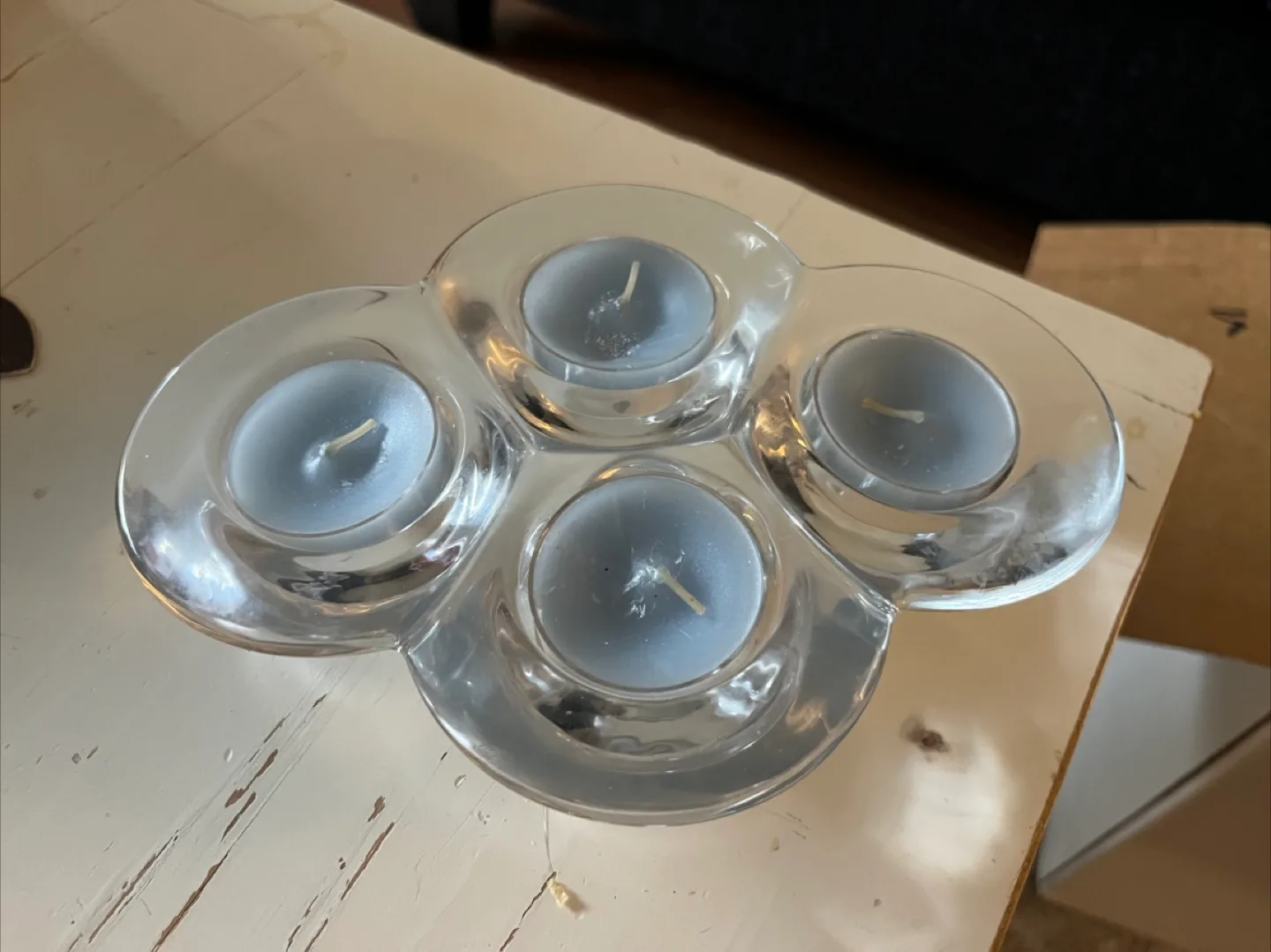 2 Glass Tealight Candle Holders w/candles image indicator(4)