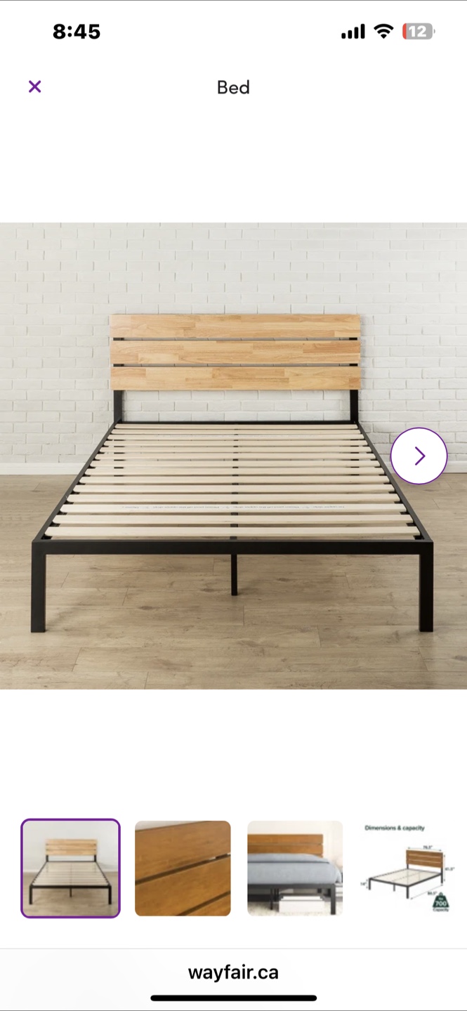 Wood and Metal Bed Frame