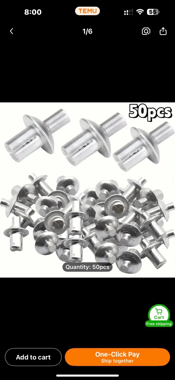 50pcs Aluminum & Stainless Steel Flat Round Head Rivets thumbnail