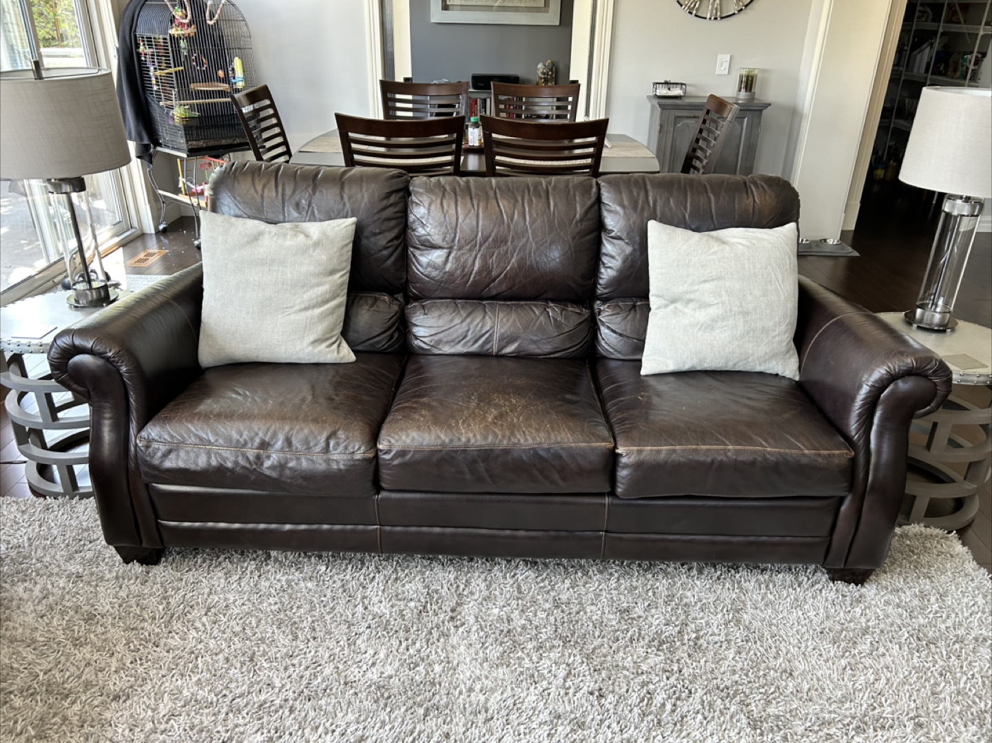 Leather Sofa and Loveseat Set - Brown