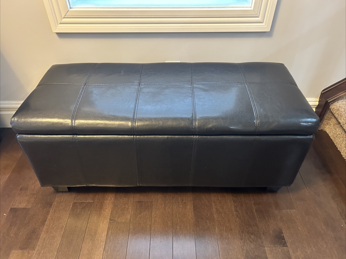 Brown Storage Ottoman Bench (Leather)