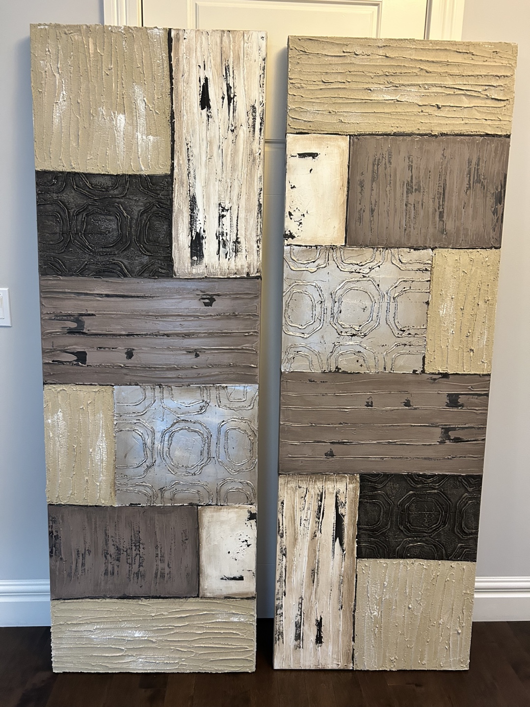 Set of 2 Textured Wall Art Panels