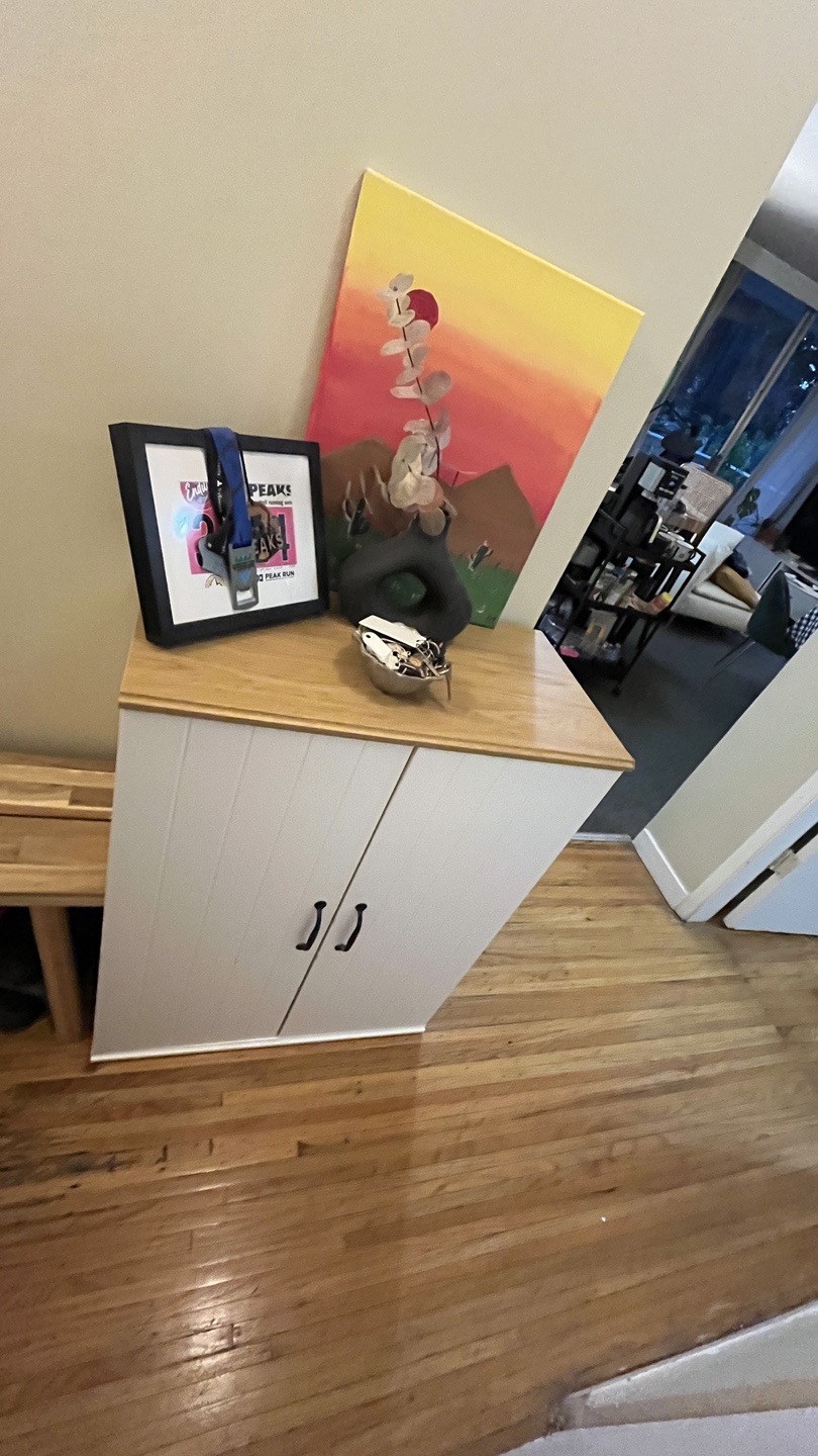 White Cabinet with Wood Top - photo 2