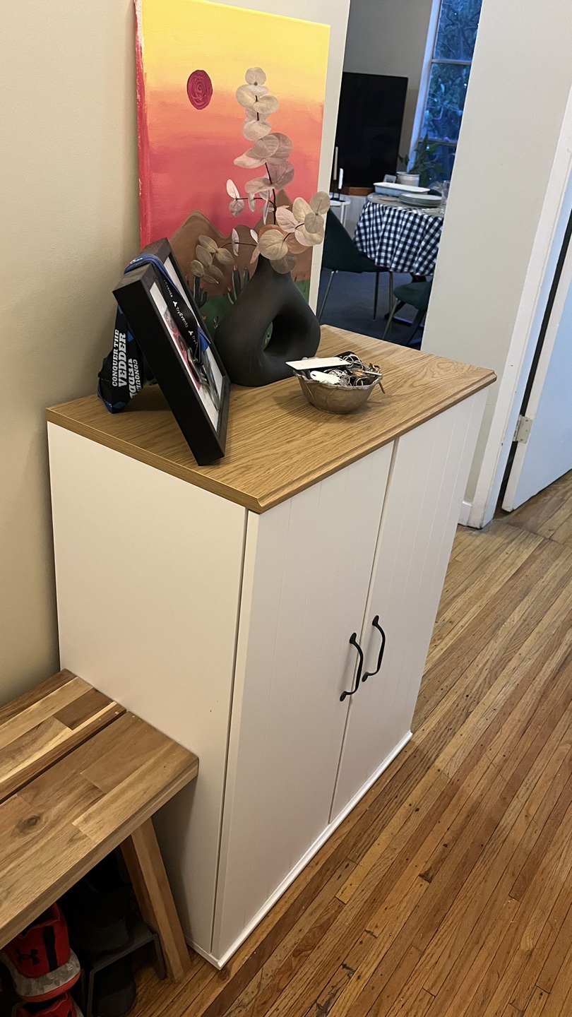 White Cabinet with Wood Top