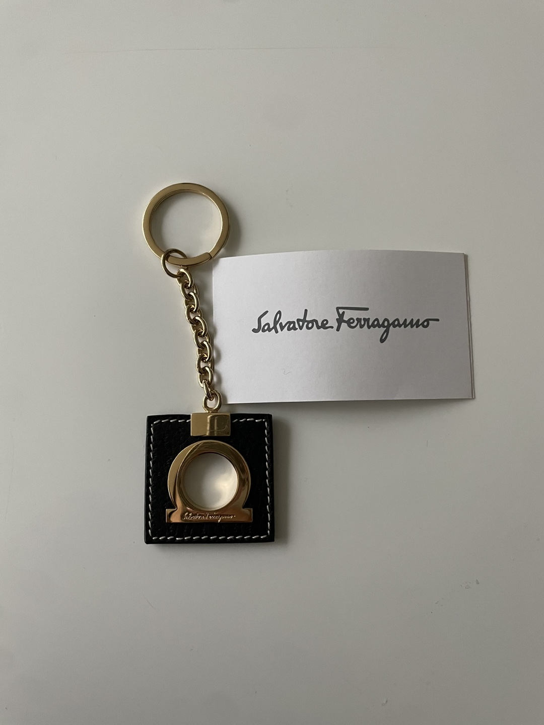 Authentic Salvatore Ferragamo Keychain Black & Gold