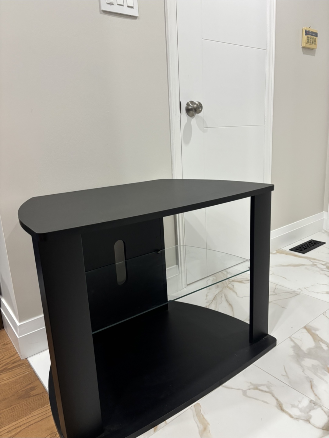 Black TV Stand with Glass Shelf - photo 2