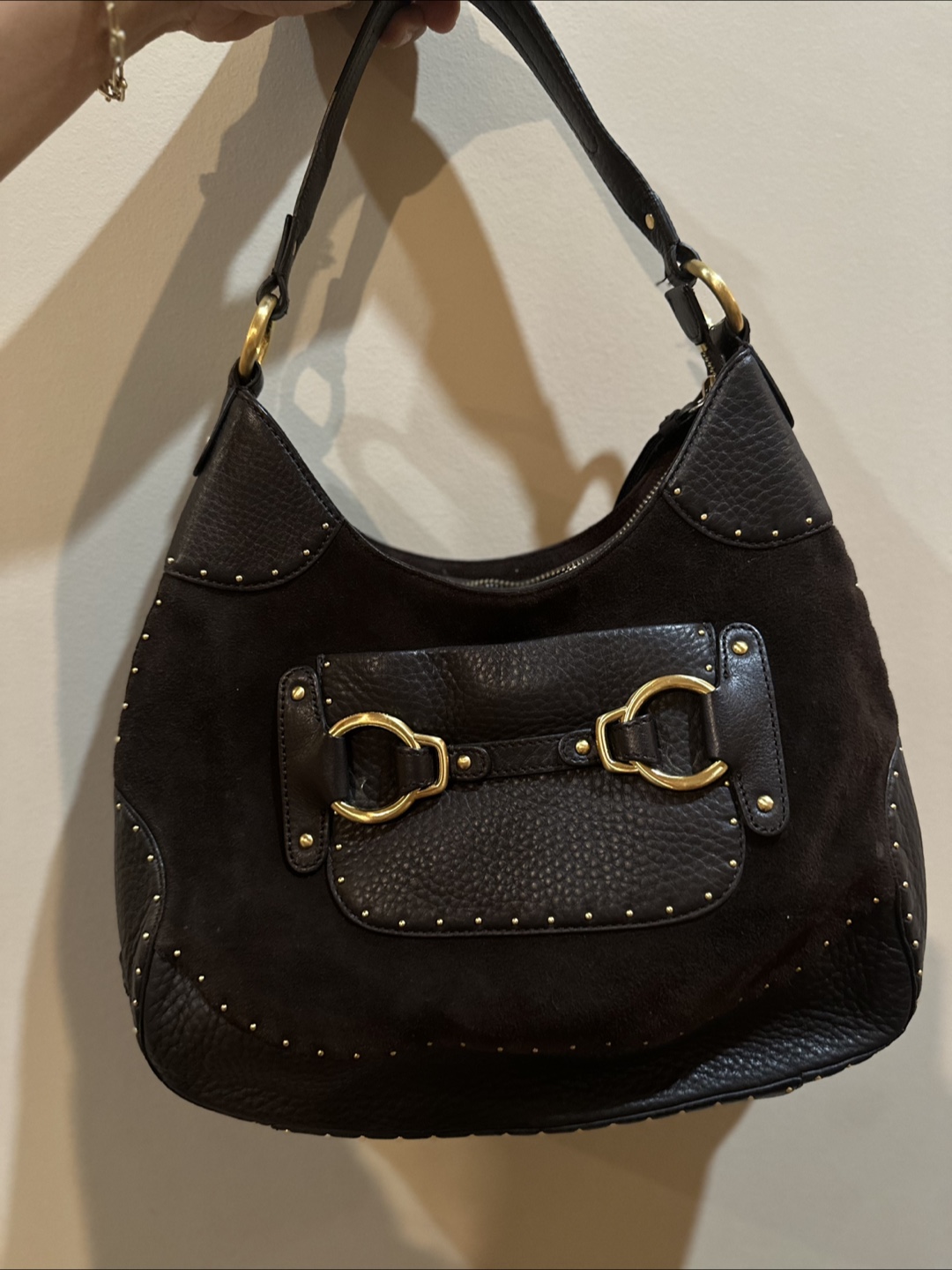 Cole Haan Brown Suede Leather Hobo Bag