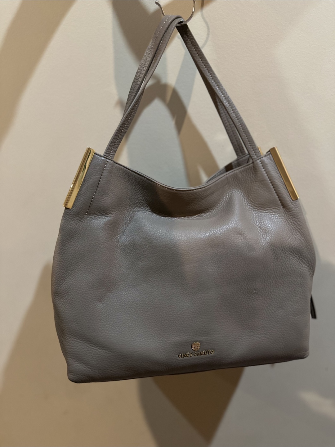 Vince Camuto Grey Leather Hobo Bag