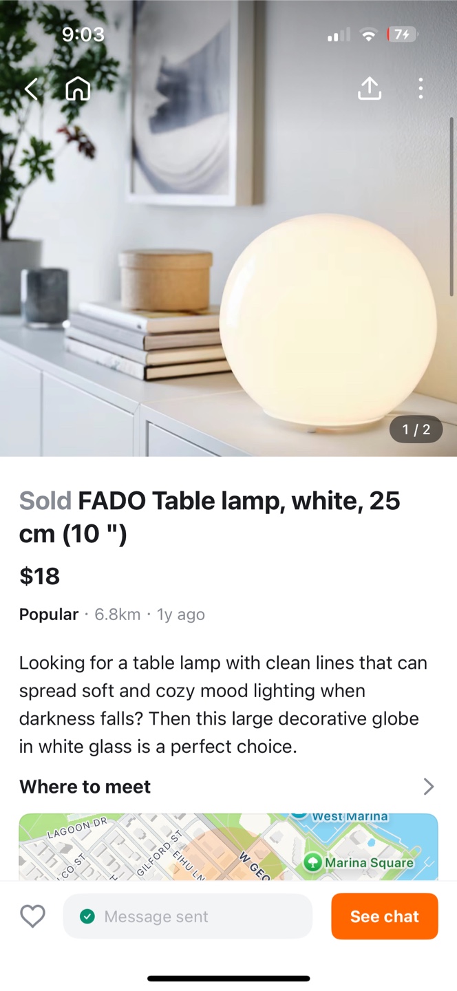 IKEA FADO Table Lamp - White, 25cm