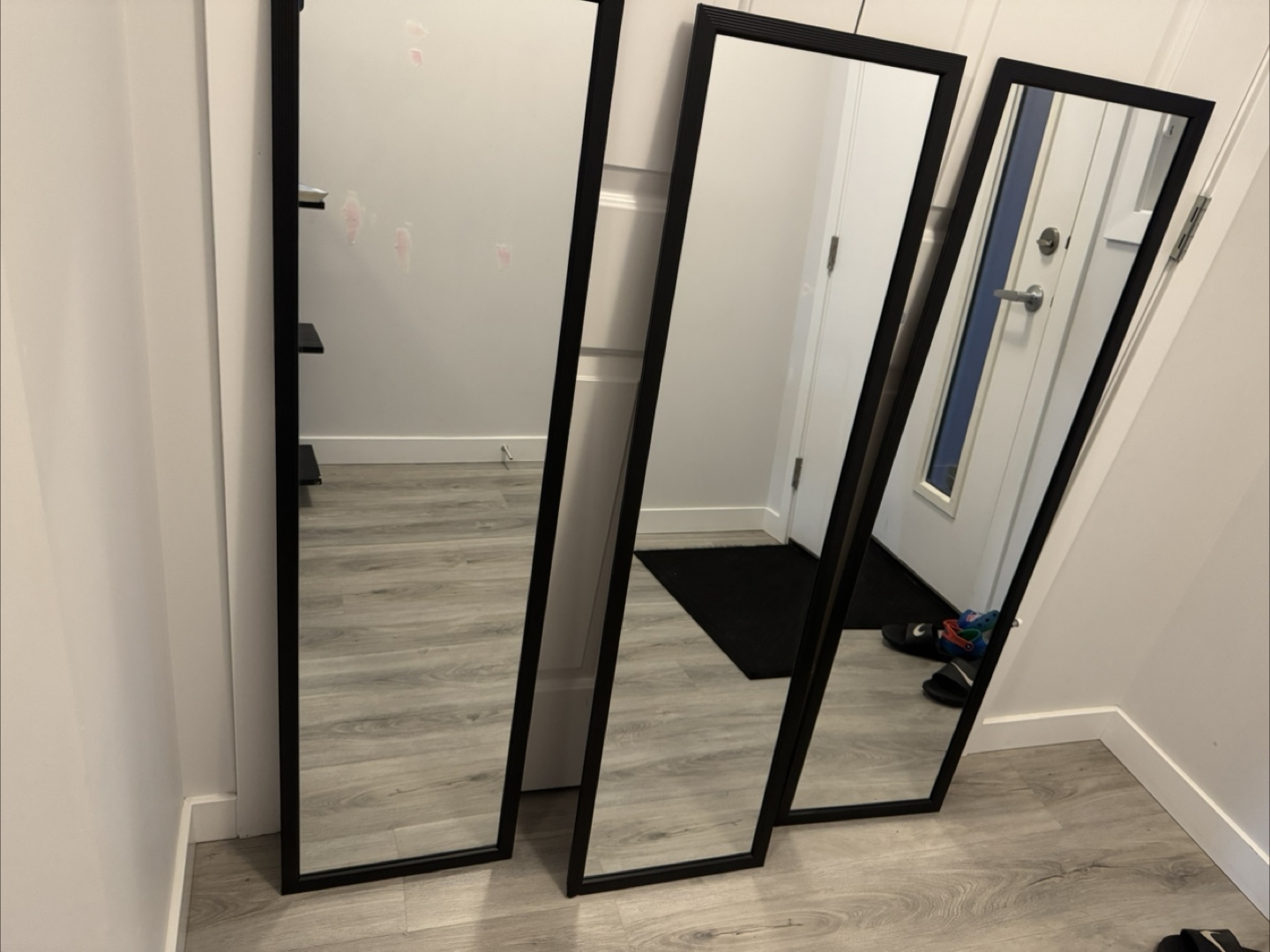 Set of 3 Black Framed Mirrors