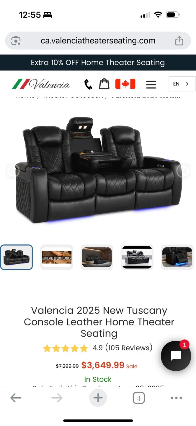 Valencia 2025 New Tuscany Leather Home Theater Seating thumbnail