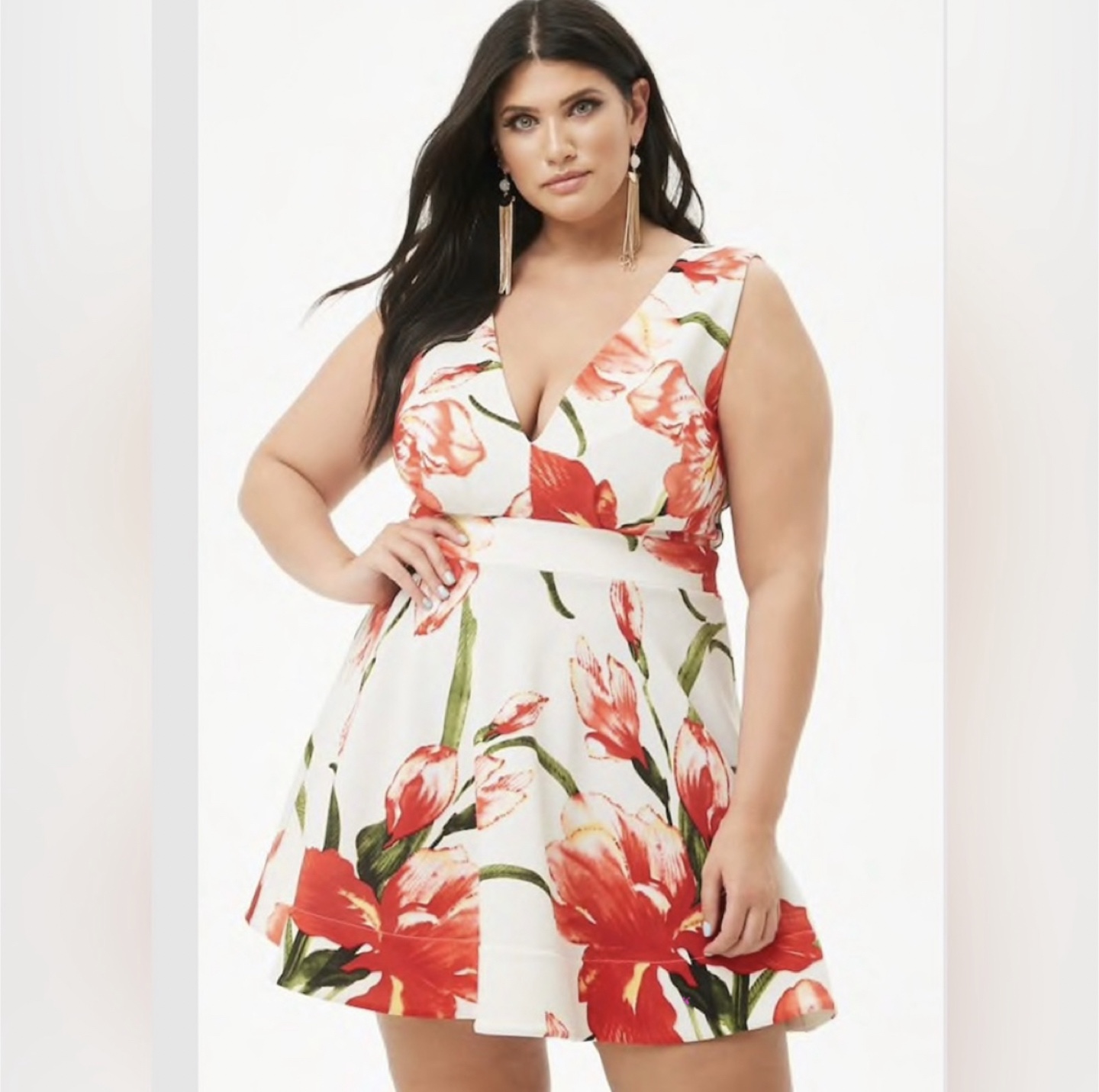 Plus size floral print fit & flare Dress - photo 2