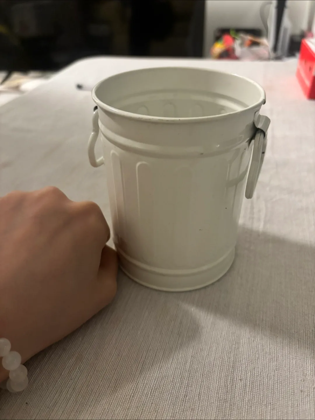 White Metal Mini Bucket pencil holder thumbnail