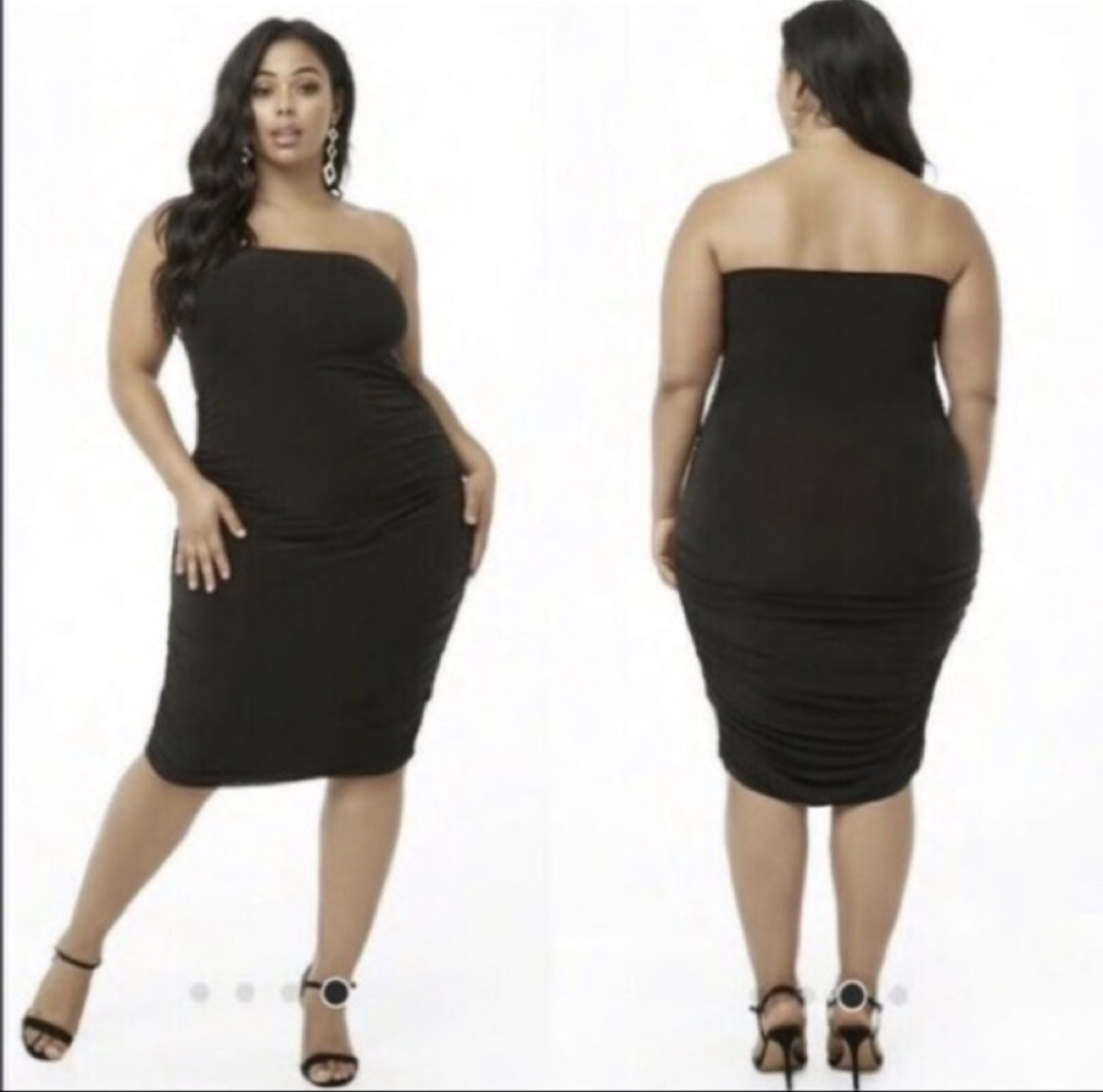 Plus size black ruched tube  dress - photo 2