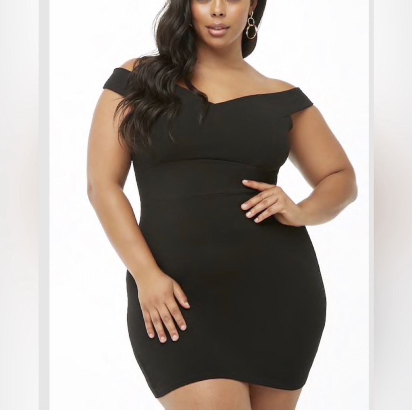Plus size off The shoulder mini bodycon dress - photo 2